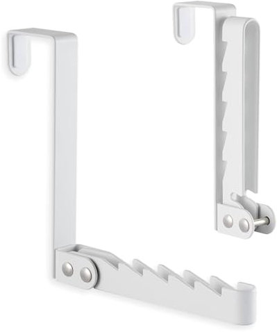 Techchii Appendiabiti da Porta, Pieghevole Attaccapanni da Porta con 5 Scanalature per Ganci, Appendino in Metallo, Salvaspazio, per Vestiti, Cappotto (Bianco)