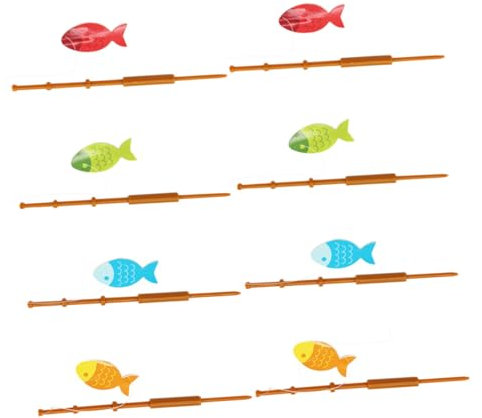 JOINPAYA 8pcs Fishing Rod Cake Insert Cake Decorations Edible Cupcake Toppers Party Supplies