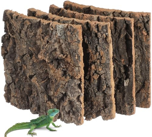BESPORTBLE Cork Bark Reptile Mat Decor Wood Background 4Pcs Terrarium 15cm Natural Backdrop Climbing Tank Bearded Dragon Lizard Geckos Tortoise Fish Decoration Snake Platform Gecko Frog Vivarium