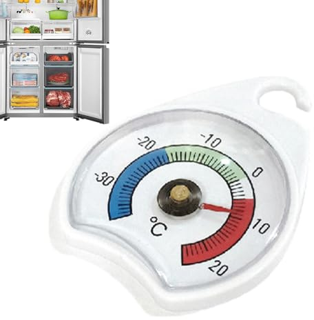 Kühlschranktemperaturmesser, Kühlschrank -Thermometer analog, Gefrierschranktemperaturmonitor Mehrzweckanwendung, Edelstahlkonstruktion 6,5 x 5,4 cm/2,56 x 2,13 Zoll für Gefrierkühler
