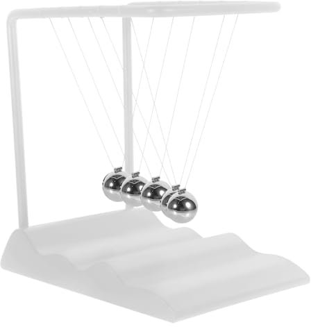 SOPOTUTU Berceau à Pendule Newton Billes en Métal Blanc pour Bureau, Décoration Physique, Jouet D'éveil Et Table De Décompression, Ornement De Bureau Contemporain