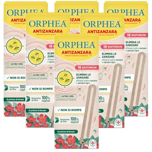 Orphea Bastoncini Antizanzara al Geranio – 18 Pezzi con Fibre Vegetali, Profumo Geranio, Repellente Zanzare per Ambienti Interni ed Esterni (6)