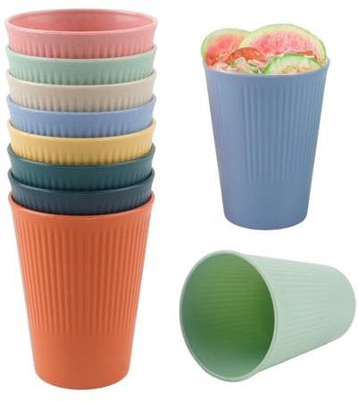 8 Stück Trinkbecher Kaffeebecher Mehrweg Becher Partybecher Gestreifte Becher Mehrweg Bechers Kaffeetassen Camping Bechers Mug Wiederverwendbar Tassen Picknickbecher Cocktailgläser für Haus Party
