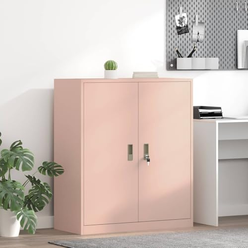 INLIFE Armoire de Rangement Rose 90 x 40 x 105 cm Acier Laminé à Froid