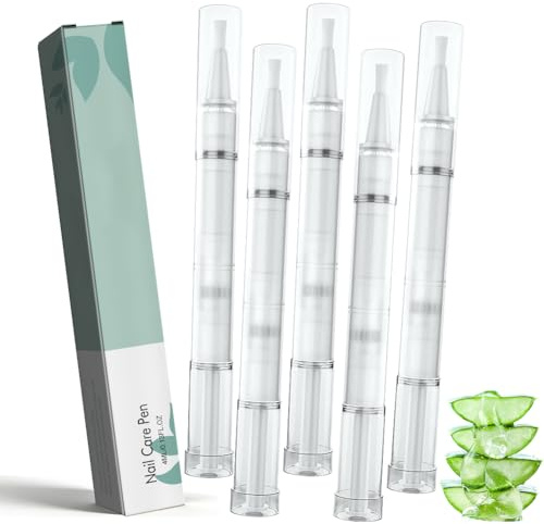 5 stycken nagelvårdspennor, nagelsvamppenna vård nagelvårdspenna för naglar och tånaglar med teeträdolja, aloe vera & E-vitamin, främjar nageltillväxt