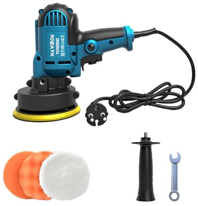 Pulidora profesional con control de velocidad de 6 niveles (1000-3000 rpm) y vibración excéntrica, para reacondicionamiento de coches, corrección de pintura, encerado（250W）