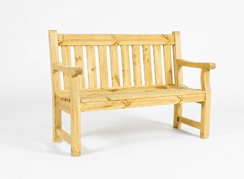 Gartenbank Holz Massiv 120cm, Balkonbank 29kg, Gartenbank Wetterfest, Grün | SG SiestaGarden , Stabile Parkbank 2 Sitzer mit Rückenlehne, Imprägniert, FSC-Zertifiziert