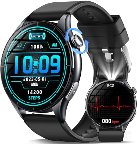 2026 Nuovo Smartwatch Uomo con ECG/Pressione Sanguigna/Sonno/Emozion/Fatica | 1,56 AMOLED Salutare Orologio Fitness con Temperatura/Cardiofrequenzimetro/BMI/Torcia LED/Funzione Telefono/Pulsante SOS