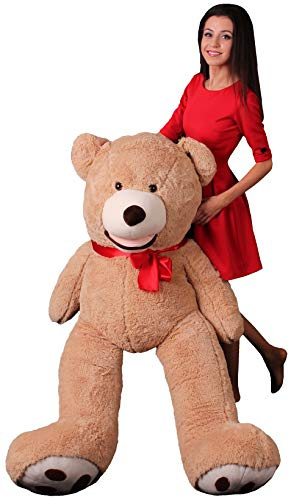 MAKOSAS MKS XXL Teddybär Groß | 160 cm Kuschelbär | Riesen Teddy mit strapazierfähigem Reißverschluss | Großer Teddybär mit plüschigem Polyester | Hypoallergenes Kuscheln mit XXL Kuscheltier