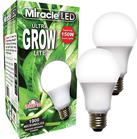 Miracle LED Commercial Hydroponic Ultra Grow Lite - Replaces up to 150W - Daylight White Full Spectrum LED Indoor Plant Growing Light Bulb for DIY Horticulture & Indoor Gardening (604273) 2 Pack