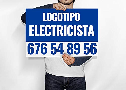 Oedim 12 Carteles de Electricista 100x75cm | Fabricado en Polipropileno | Artículos para Inmobiliarias y Particulares | Señalética Elegante, Moderna | 100% Personalizable |