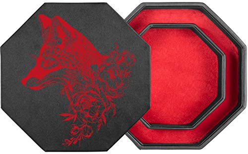 shibby Würfelbrett mit Würfel-Ablage und Deckel für alle Tabletop Spiele - 23,5cm Floral M1-2 (rot)