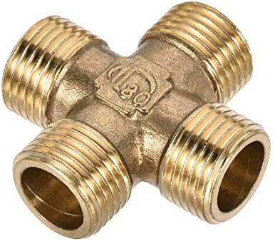 Laiton Croix Raccord De Raccord 1 / 2G Filetage Mâle 4 Voies Connecteur Coupleur Diamètre Égal Joint Quatre Voies