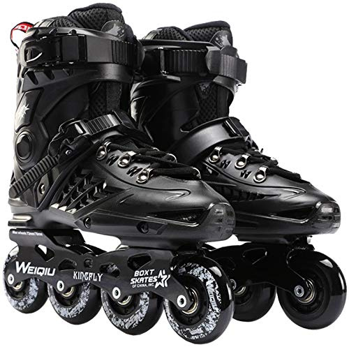 AYES Rollschuhe für Damen und Herren, verstellbar, 4 Räder, für Jungen und Mädchen 40 Schwarz