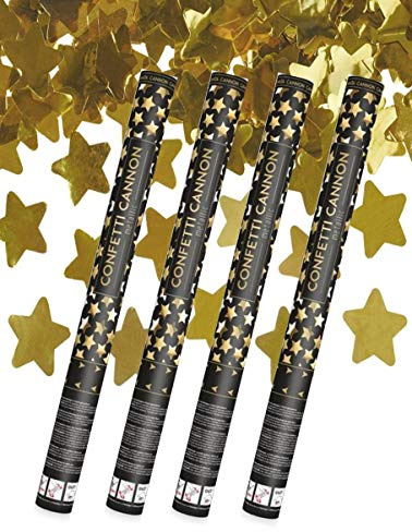4x XXL (60 cm) Partykanone Partypopper Streamer ®Auto-schmuck (Sterne gold)