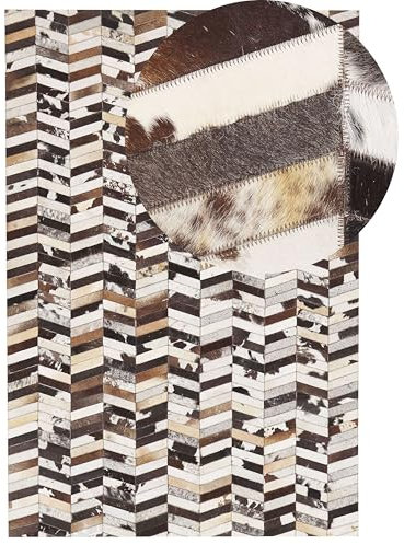 Beliani Rechteckiger Teppich aus Kuhfell braun/weiß 160x230 cm Patchwork bunt Akyele