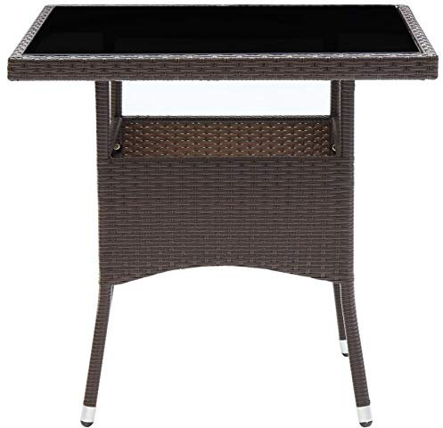 Tidyard Garten-Esstisch für 4 Personen Gartentisch Terrassentisch Balkontisch Gartenmöbel Tisch Rattantisch Braun Poly Rattan 80 x 80 x 75 cm