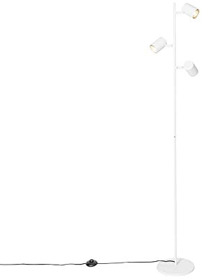 Qazqa - Moderne Stehleuchte I Stehlampe I Standleuchte I Lampe I Leuchte weiß 3-flammig - Jeana I Wohnzimmer I Schlafzimmer - Stahl Länglich - LED geeignet GU10
