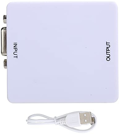 Agatige Boîtier de Conversion VGA vers HDMI, Mini VGA vers HDMI Full HD 1080P avec boîtier Adaptateur convertisseur Audio-vidéo avec câble USB(Blanc)