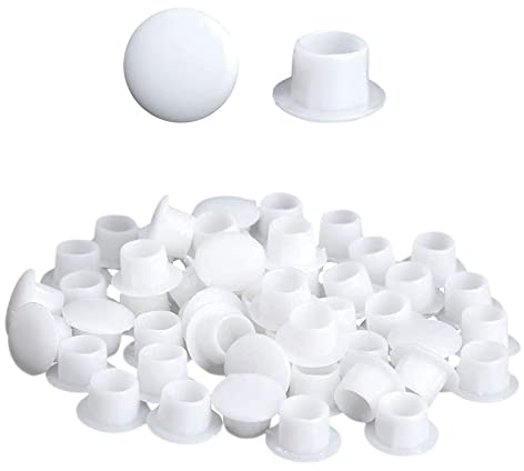 100 Pièces 8mm Cache Trou en Plastique, Bouchon Blanc pour Trou de Vis et Ecrou, Bouchons de Trou Meubles pour Chaise Armoire Placard étagère