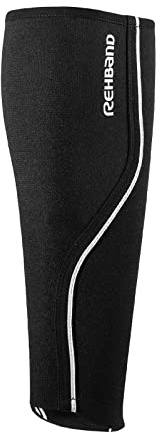 Rehband QD Schienbein-& Wadenbandage, Größe XS/S/M/L/XL - 3 mm Neoprenbandage für Laufen, Klettern & Handball, passgenauer Schienbeinschutz, entlastet und bietet Kompression, Farbe:Schwarz, Größe:L
