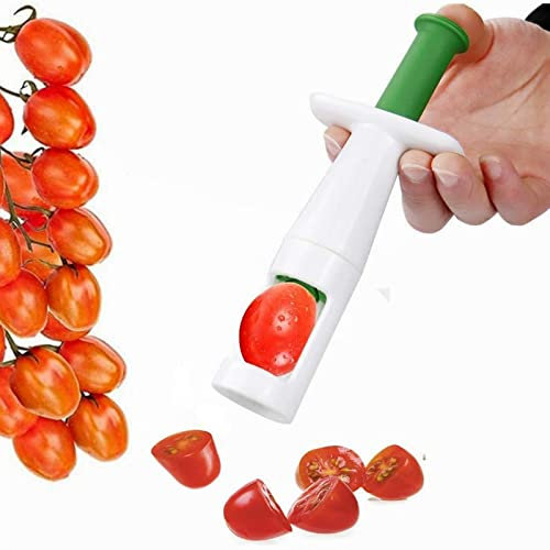 Strehenmo Cortador simple de frutas y vegetales de Acero inoxidable, herramientas creativas multifunción de corte de tomate de uva para niños