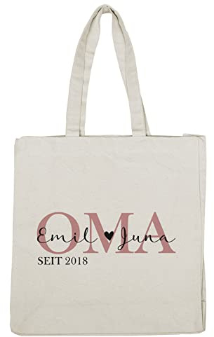 Herz & Heim® Personalisierter Einkaufsbeutel Geschenkidee für Oma | 38 x 41 cm (B/H)