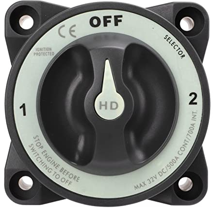 Focket Batterietrennschalter, 500 A 3 Positionen Batterie-Kill-Schalter IP66 Batteriewahlschalter Wahlschalter für Batterieschalter Batterietrennschalter, Zündschutz, für Marine-RV-Boot