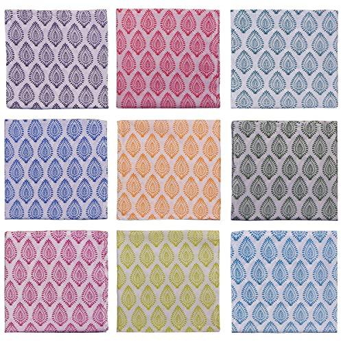 DIYANAIMPEX 10 Pc Cotton Cloth Napkins Hand Block Print Hand Made Size 16x16 Inch Printed Home Decor Indian Eco Friendly Mix Lot Dinner Napkins (Paisley)