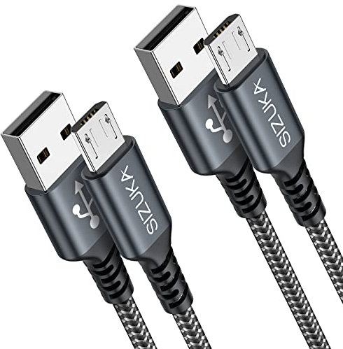 Cable Micro USB 2M 2Pack,3A Carga Rápida Nylon Movil Android Cargador Compatible con Samsung S7/S6/S5/J7, Sony,Xiaomi,Huawei, HTC, Motorola,LG,PS4, Kindle