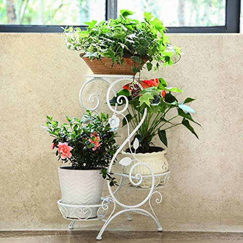 Soporte para Plantas Soporte de Flores multifunción de Interior de múltiples Capas de Hierro Forjado Europeo Sala de Estar Balcón Aterrizaje Geranio Blanco Estante de Flores de Varios nivele