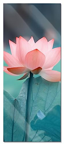 Pixxprint Glasbild Panorama, Wandbild aus Echtglas, Zarte rosafarbener Lotus, 120x50 cm, inkl. Aufhängung und Abstandshalter