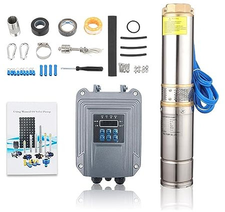 HEXEH Bombas sumergibles para Pozo Bomba de Agua Solar de 24v CC Sumergible for Motor síncrono de imán Permanente, Bomba de Agua Solar de 24v, Pozo Profundo
