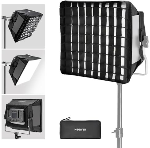 NEEWER Upgraded Softbox Diffuser for NL660 RGB660 PRO II LED Video Light Panel, 12.6x11.6 Foldable with Grid/Bag/Blackout Hood, No Need to Remove barndoors Quick Set Up for Soft Light, NS4S