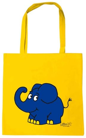 Logoshirt® Die Sendung mit der Maus Baumwolltasche 38x42 cm | blauer-Elefant-Motiv, lizenziertes Originaldesign, bedruckt, lange Henkel, ideal für Alltag und Einkauf