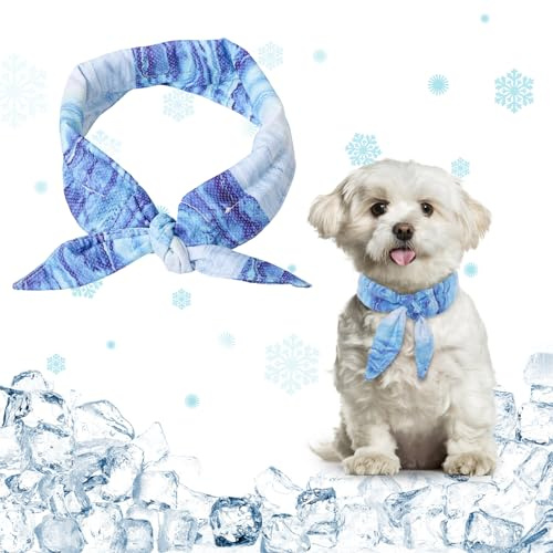 Dog Cooling Bandana, Ice Neck Wrap for Summer, Adjustable Collar Scarf