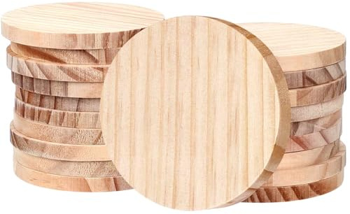 20 Pezzi Dischi in Legno Rotondi, Fai da Te Legno da Decorare per Pittura, Pirografo, Intagliare, Sottobicchieri (10cm x 9mm)