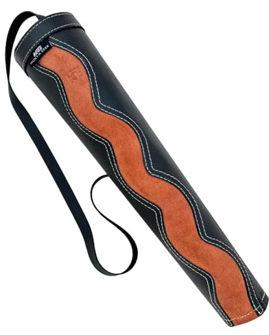 Hunt & Seek Cow Mild Finished and Cow Suede Leather 17-inches Back/Shoulder Arrow Quiver for Archery Hunting (Black/Biege)