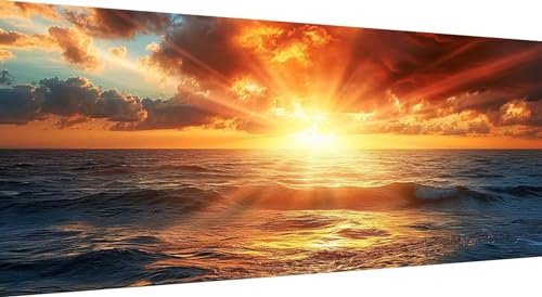 5D Diamond Painting Sonnenuntergang, DIY Diamant Painting Bilder Landschaft, Diamand Painting Erwachsene Groß xxl, Kinder Diamant kunst Set mit Diamond Painting Zubehör, Home Wand Décor 100x40cm