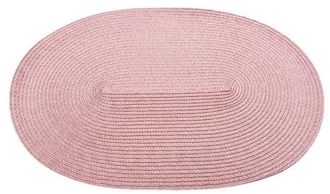 Ueiwffzo 30 * 45cm Oval Platzsets 4er Set Abwaschbar Hitzebeständig Gewebte Tischsets rutschfest Platzdeckchen für Küche, Party, Hochzeit, Weihnachten (Rosa)