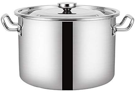 WJFLUCK Suppentopf, großer, tiefer Edelstahl-Induktions-Suppentopf, Auflauf, Suppentopf, geeignet für alle Herdplatten, 25 cm/30 cm/35 cm (Farbe: Silber, Größe: 25 x 19 cm (8 l))