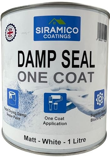 SIRAMICO COATINGS The Dampseal One Coat | 1 Litre I Seals Damp And Mould Stains In One Coat By Brush Or Roller (White)