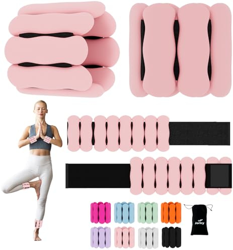 JORICY Ankle Weights for Women Men,Adjustable Wrist Weights Set of 2[0,5kg*2],Wearable leg weights/arm weights，Wrist & Ankle Weights Bracelet for for Pilates Walking Swimming Yoga Dance Pink