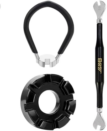 AHEJIOO 3-Teiliges Fahrrad-Reifenheber-Set, Speichenschlüssel, Speichenspanner, Speichenschlüssel Fahrrad, Nippelspanner, Speichenspanner Fahrrad, Fahrrad Speichenschlüssel
