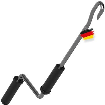 BAUHELD® Markisenkurbel mit Fleischer-Haken [Made in Germany] - Markisenstange aus verzinktem Stahl [120cm] - Hochfester Handgriff aus Kunststoff - Kompatibel mit ovalen Markisen-Ösen - Metall
