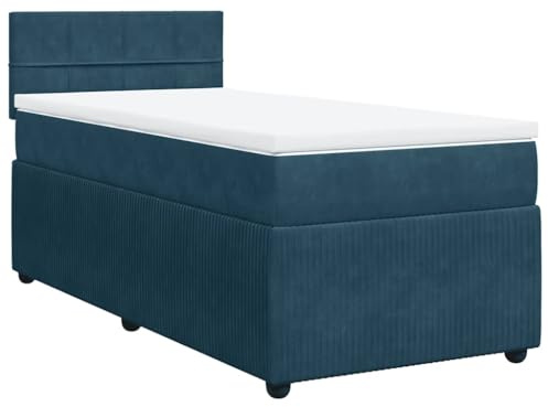 vidaXL Boxspringbett mit Matratze Blau 100x200 cm Samt