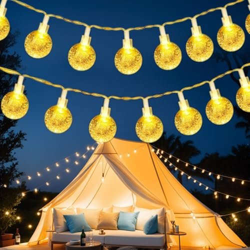 cshare Lichterkette Batterie, 6M 40LED Kristall Kugel Lichterkette Warmweiß mit Timer IP65 Wasserdicht, Globe Lichterkette für Innen Außen,Weihnachtsbaum,Garten,Schlafzimmer,Kinderzimmer Dekorieren