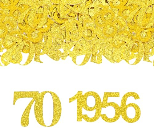 GoldRock Konfetti 70 Geburtstag Deko Groß 3,3-5cm,100 Stk Streudeko 70 Geburtstag,Deko 70 Geburtstage Frau Mann 1956,Glitzer Tischdeko 70. Geburtstage,Dekoration 70er Geburtstags,Deco 70 Konfetti Gold