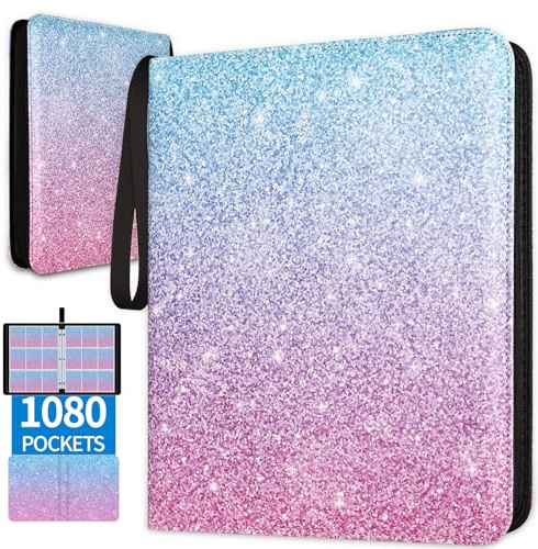 1080 Pockets Card Binder 9 Pocket, Trading Card Binder with 60 Page Removable Sleeves, Zipper Card Book Album Holder[PROTECTIVE][PLEASANT TOUCH SURFACE]