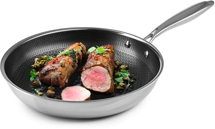 Kochwerk Rachs, padella con struttura a nido d'ape, diametro 28, padella in acciaio inox con rivestimento antiaderente e bordo alto, adatta per tutti i piani cottura, antigraffio e resistente al forno